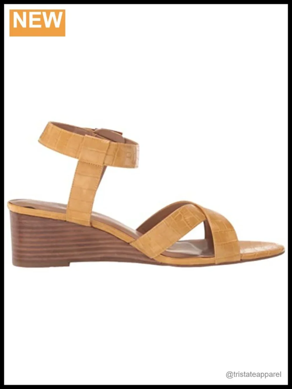 Aerosoles Warner Wedge Sandals Faux Leather Ankle Strap Open Toe Slip Resistant
